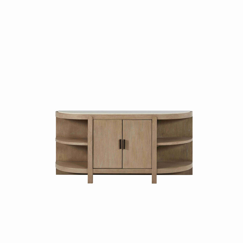 Console courbée à 2 portes avec plateau en marbre