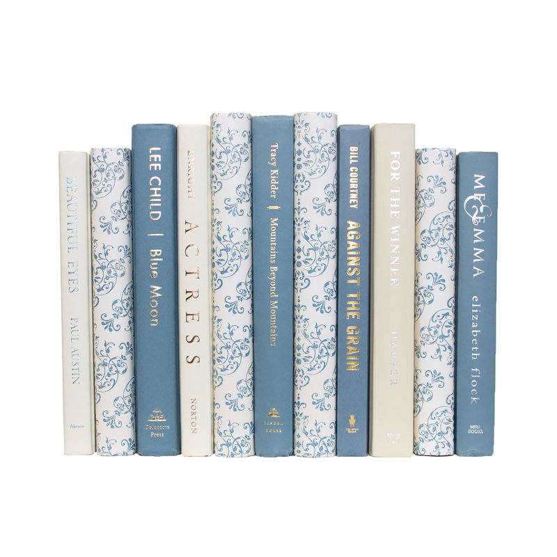 Decorative Books - Cerulean and Cream Mixed Media Book Bundle - 1 Foot of Blue Books