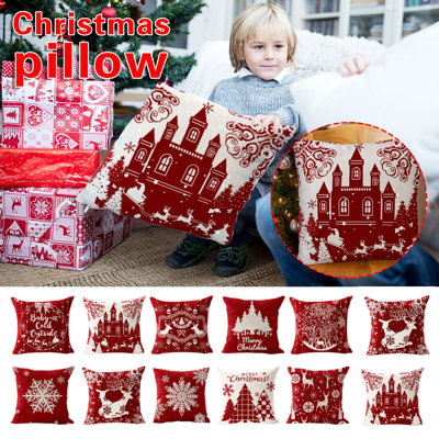 Christmas Cushion Cover, Indoor Christmas Decor, Christmas Pillow, Cushion Pillow Case, Christmas Snowflake Santa Claus Home Decorative Linen Cushion C