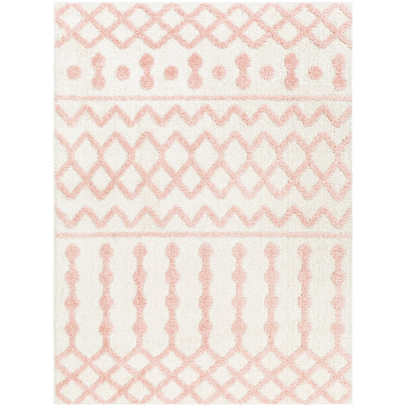Tapis rose / beige en polyester tissé à la machine Silburn Southwestern, Rectangle 5 pi 3 po x 7 pi
