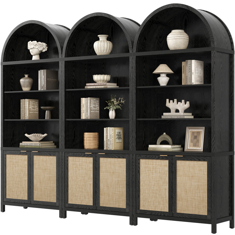 Bibliothèque 84,25 po H Rattan, Noir