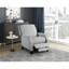 Chaise inclinable à dossier poussoir gris, style transitionnel pour les espaces de vie 1 pièce, chaise en chenille grise, pieds en bois exposés, finition noire