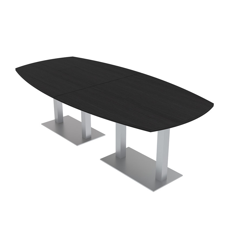 Table de conférence Arc Boat, Cyprès noir, Argent argent, L 96 po x l 48 po