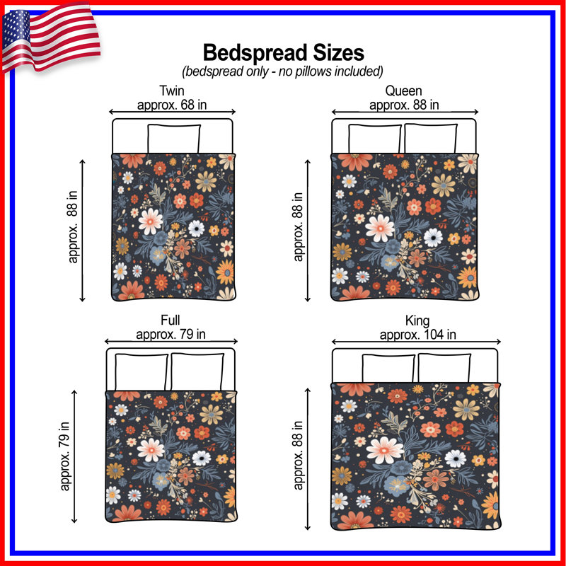 Colourful Floral Blossoms Quilted Bedspread All Sizes, Full / Double