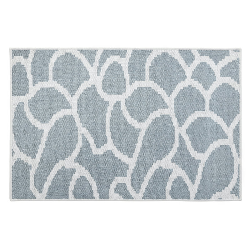 Wanja Geometric Non-Skid Kitchen Mat, Light Gray