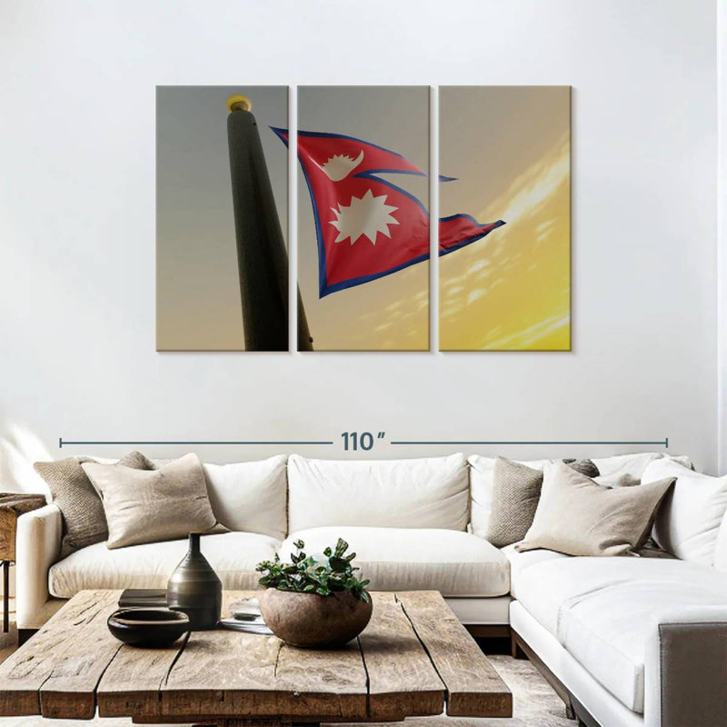 Nepal Flag Sunset Sky, 48" H x 74" W