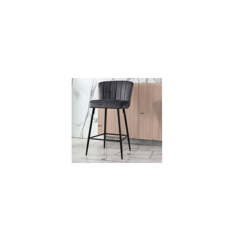 Catharina Upholstered Counter Stool with Metal Frame, Grey