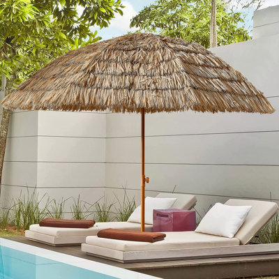8'Thatch Patio Tiki Umbrella Tropical Palapa Raffia Tiki Hut Hawaiian Hula Beach Umbrella,Straw Umbrella