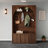 Classic Brown MDF 48.7 Inch Farmhouse Hall Tree Coat Rack, Freestanding All-in-One Entryway Storage Organizer-378386063