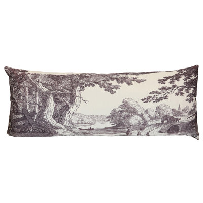 Reverie Toile Lumbar Pillow - Amaranth & Ivory - 36" x 14"