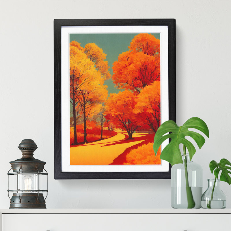 Autumn Forest Landscape Vol.4 - Single Picture Frame Print, Black Framed, 34cm H x 25cm W