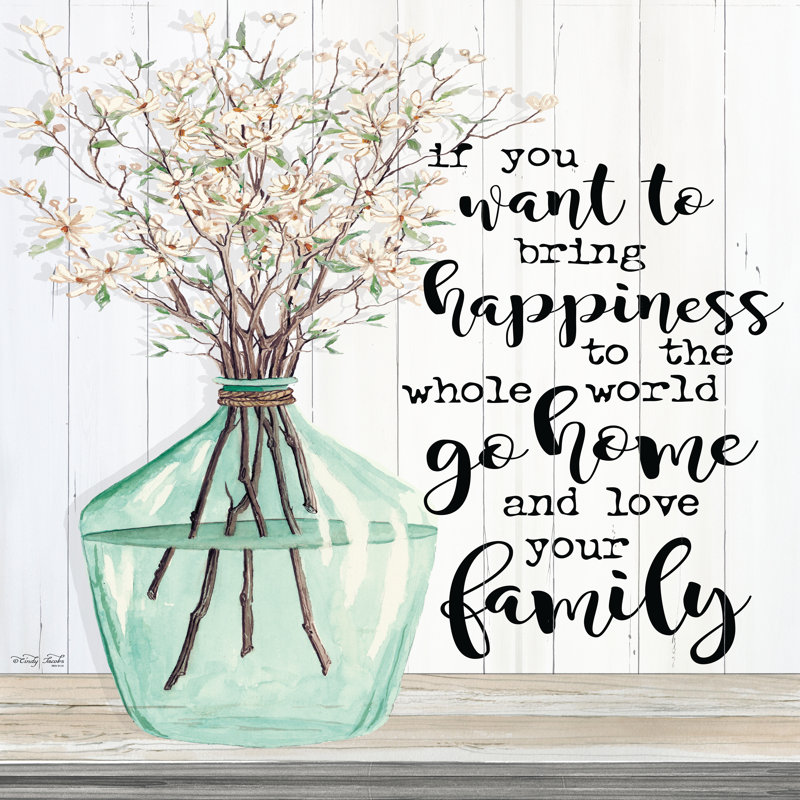 «Spring - Love Your Family» par Cindy Jacobs, art textuel, H 36 po x l 36 po, No, Cadre doré simple
