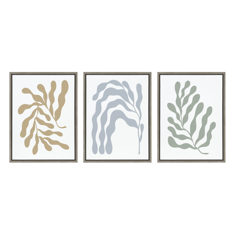 «Matisse Inspired Abstract Botanicals» par The Creative Bunch Studio, ensemble d'art mural sur toile encadrée, Encadré gris