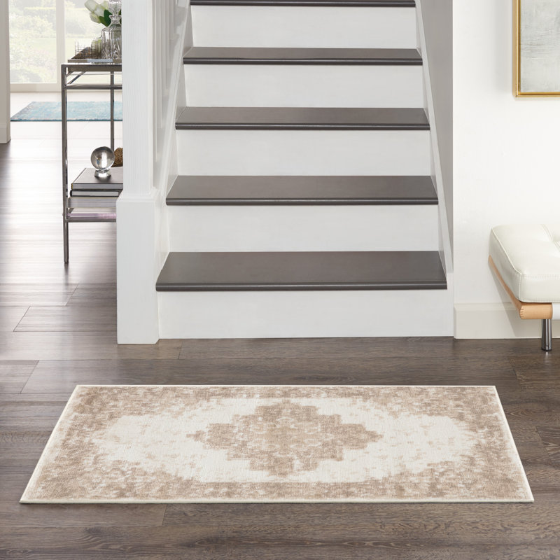 Burnie Oriental Ivory/Beige Area Rug, Runner 2'3" x 7'3"
