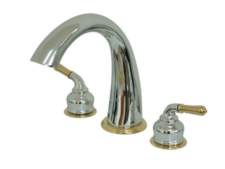 Robinet de baignoire romaine à deux poignées à fixation sur le comptoir St. Charles, Polished Chrome / Polished Brass