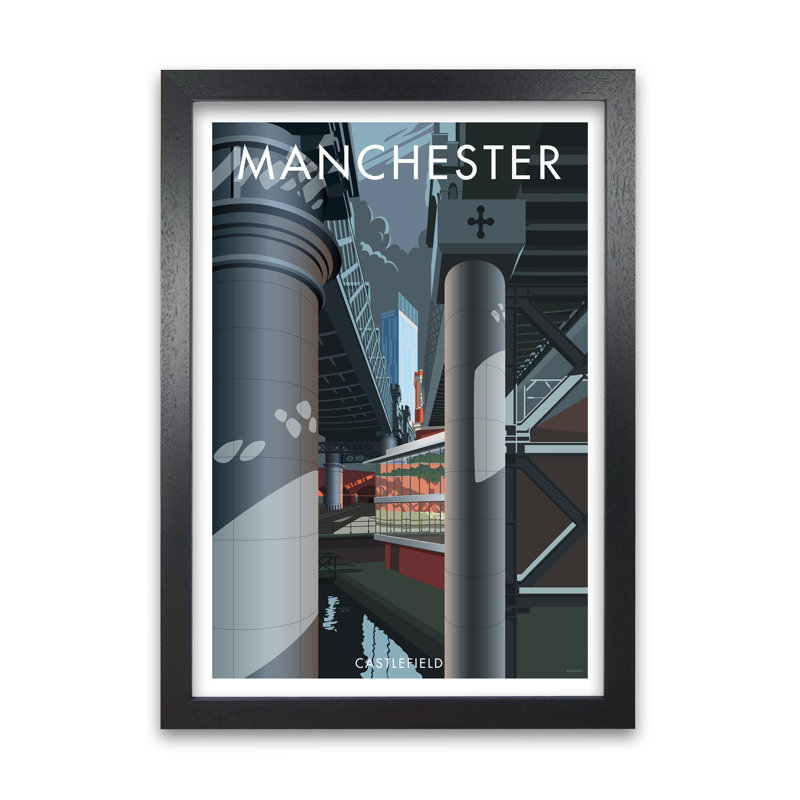 Manchester Castlefield 2 by Stephen Millership - Print, 84.1 cm H x 59.4 cm W x 5 cm D, Black