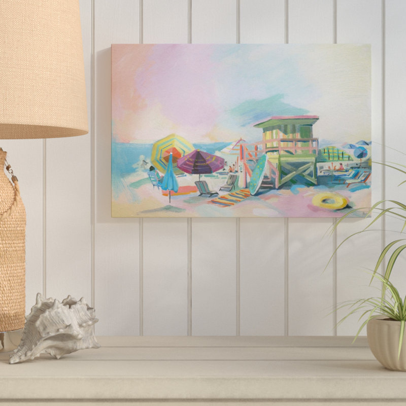 «Beach at Dusk», reproduction de peinture acrylique sur toile tendue, H 12 po x l 18 po x P 1,5 po
