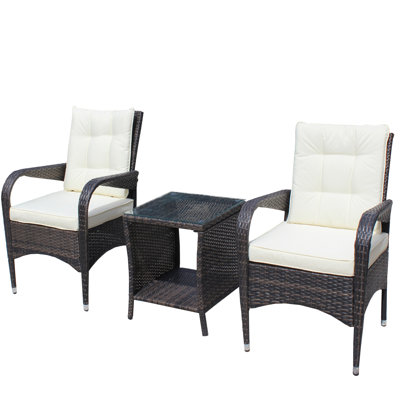 3 Piece Outdoor Conversation : Sectional With Beige Back Cushions & Coffee Table - Comfortable Seating Patio Seat And Enhance Your Space
