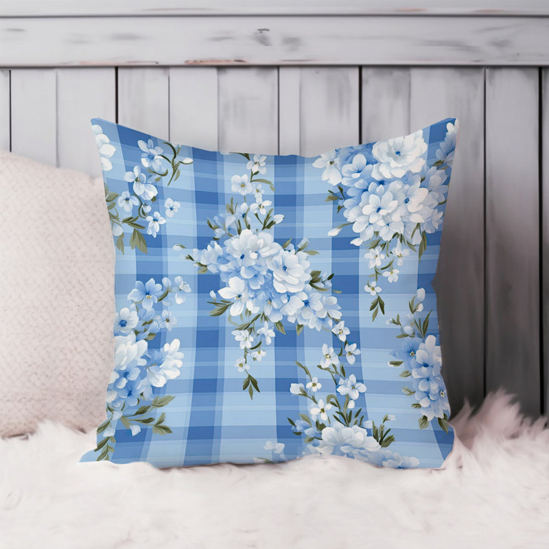 Floral Blue Gingham Flowers VIII Shabby Elegance