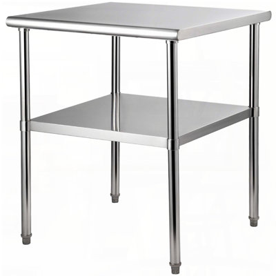 Table de préparation en acier inoxydable avec tablette réglable (30 po x 30 po, capacité de 800 lb)
