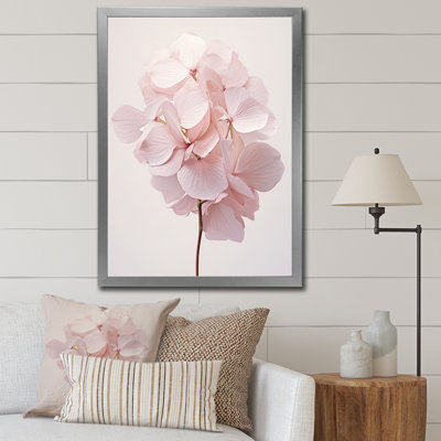 Hydrangées roses chuchotant des pétales sur toile