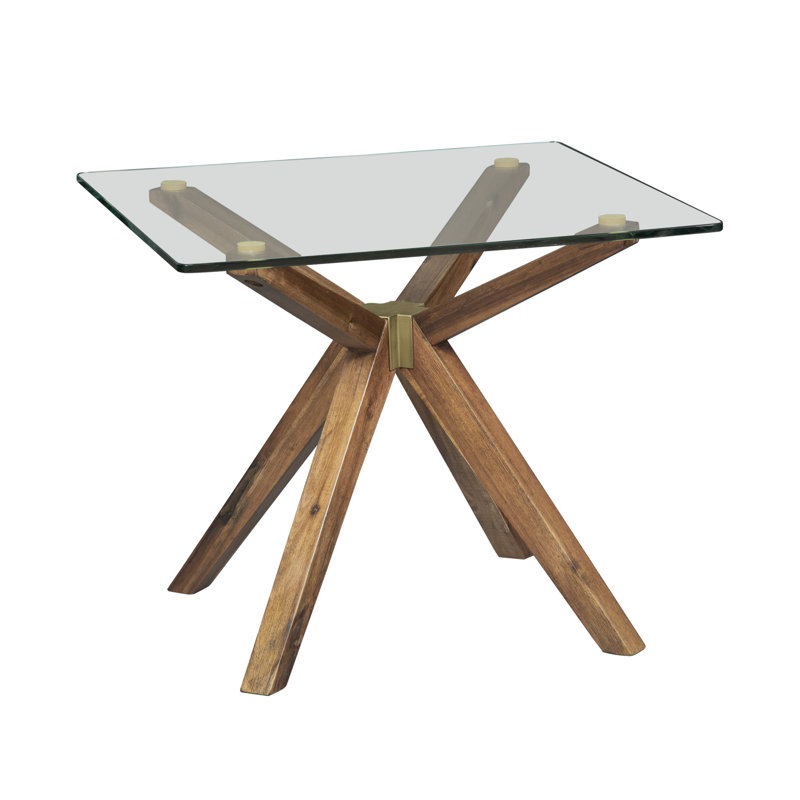 Glass End Table, Walnut