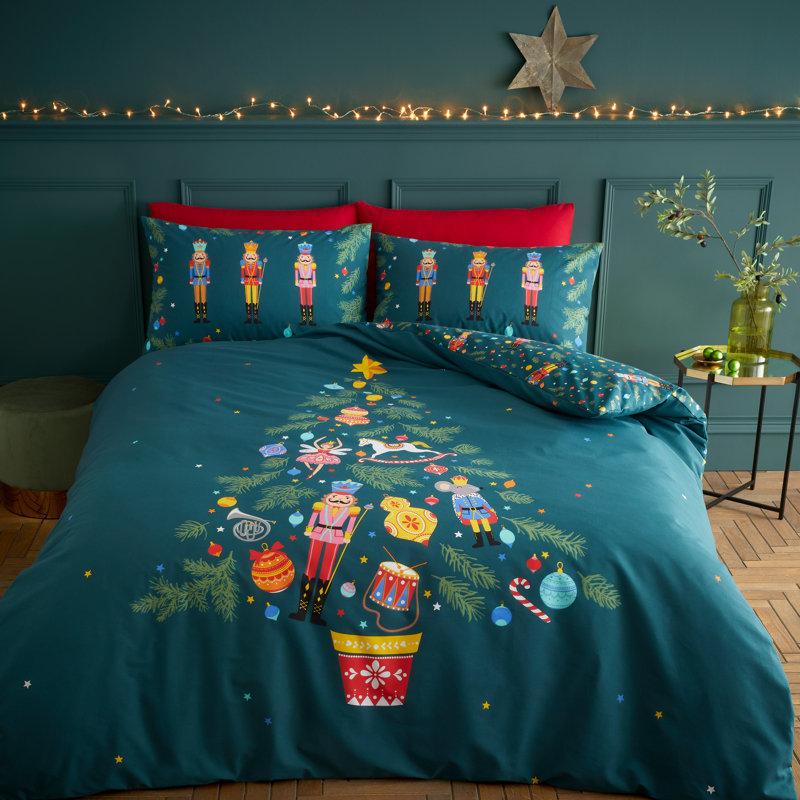 Christmas Nutcracker Reversible Duvet Cover Set, Kingsize + 2 Standard Pillowcases