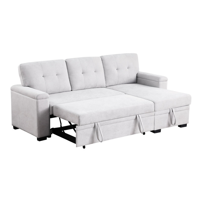 Canapé-lit modulaire gris tissé Ii pour le confort de la maison réversible avec rangement,