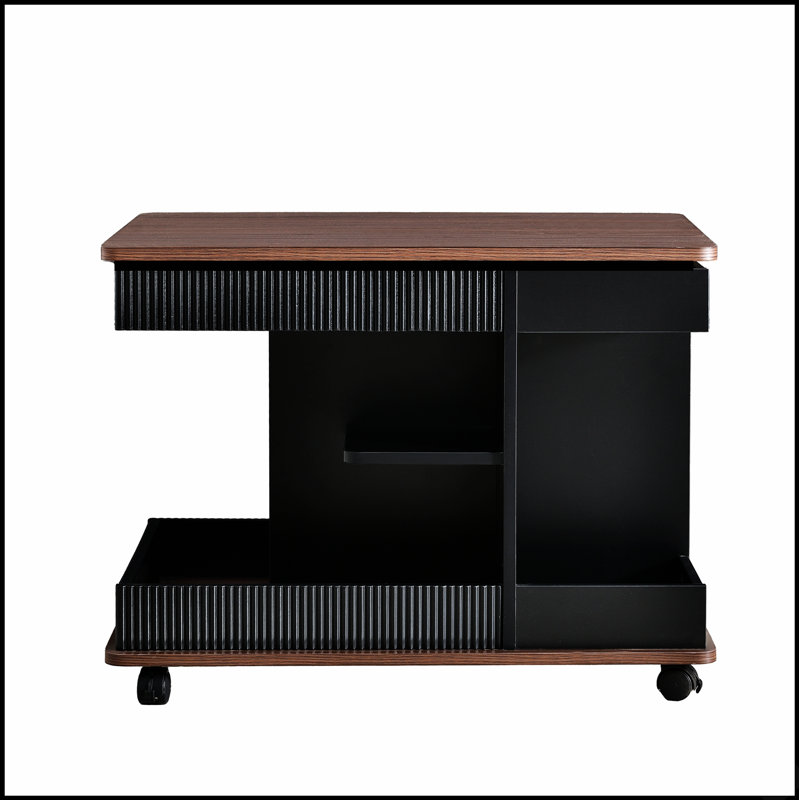 Table de bout réglable avec roulettes, table d'appoint moderne multifonctionnelle avec plateau relevable, plateau tournant à 360 ° et espace de rangement pour le salon, petit espace