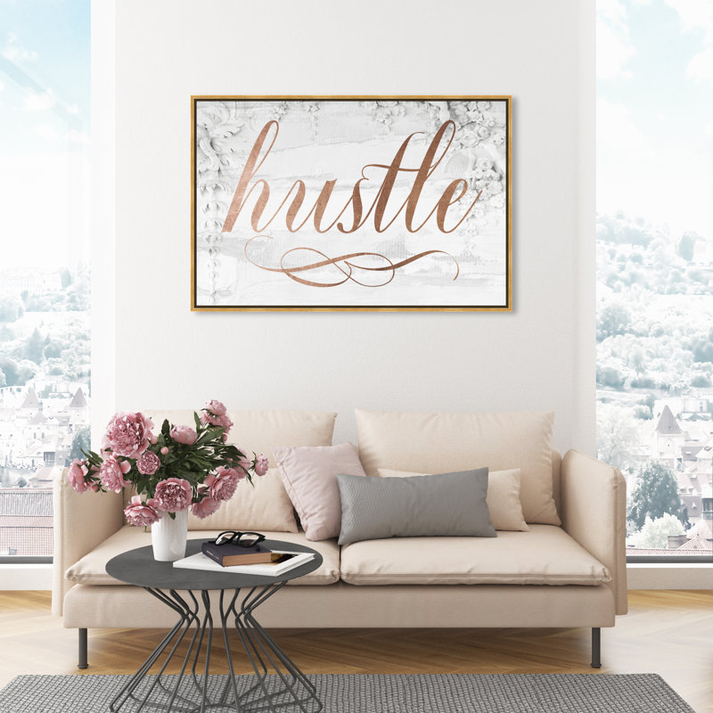 «Hustle Rose Gold Royal» par Oliver Gal, reproduction d'art textuel sur toile, H 24 po x l 36 po, Cadre flottant doré