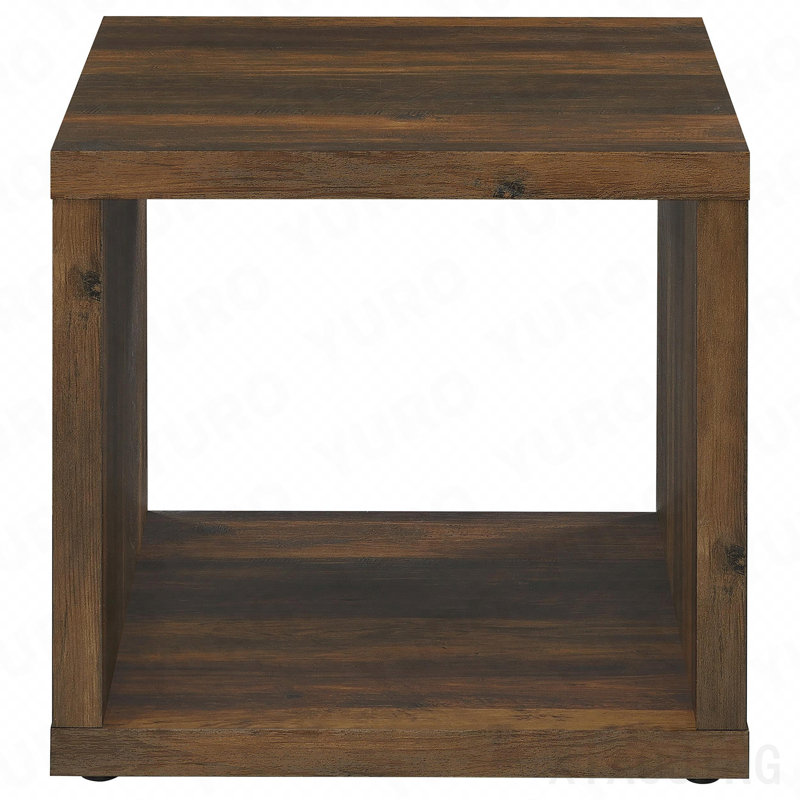 Table de bout carrée en bois d'ingénierie foncé pin foncé, Brown, 23" H x 23.5" L x 23.5" W