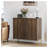 Mid-Century Modern Walnut Sideboard with Gold Legs, Diagonal Wave Storage Cabinet for Living Room & Dining Room