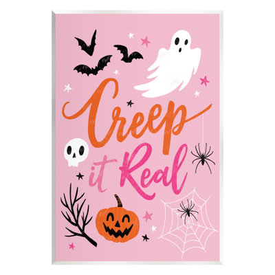 «Creep It Real Pink Halloween» par Nina Seven, impression sans cadre sur panneau de fibres à densité moyenne