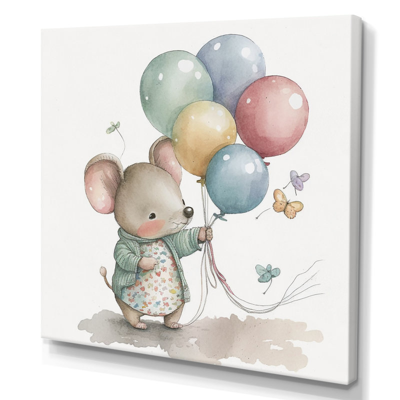 «Nursery Adorable Mouse», reproduction sur toile, H 36 po x l 36 po x P 1,5 po, Toile tendue