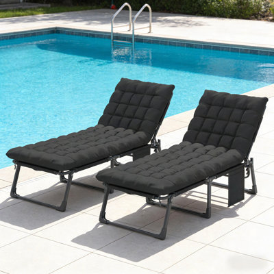 Chaise longue de jardin avec ensemble de 2 chaises longues