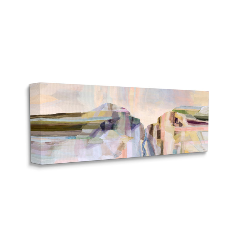 Hillstr Abstraction Pastel Peaks par Michael Tienhaara - peinture sur toile tendue, H 13 po x l 30 po x P 1,5 po