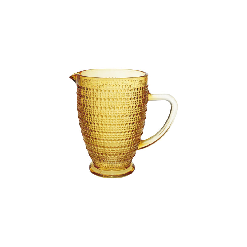 Round Glass Footed Pitcher With Raised Dots
