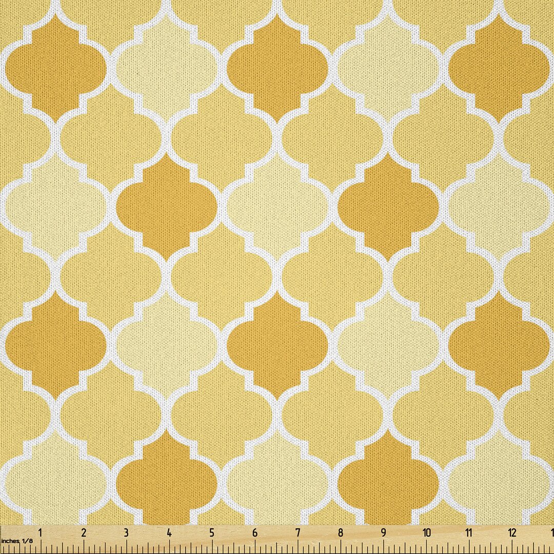 Stoff als Meterware, Trellis in Yellow, Quatrefoil, Marigold Senf Weiß