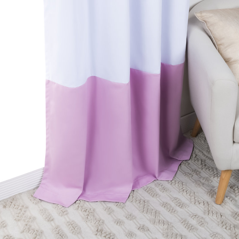 Khalon Cotton Blend Blackout Curtain Panel Pair, White/Lavender