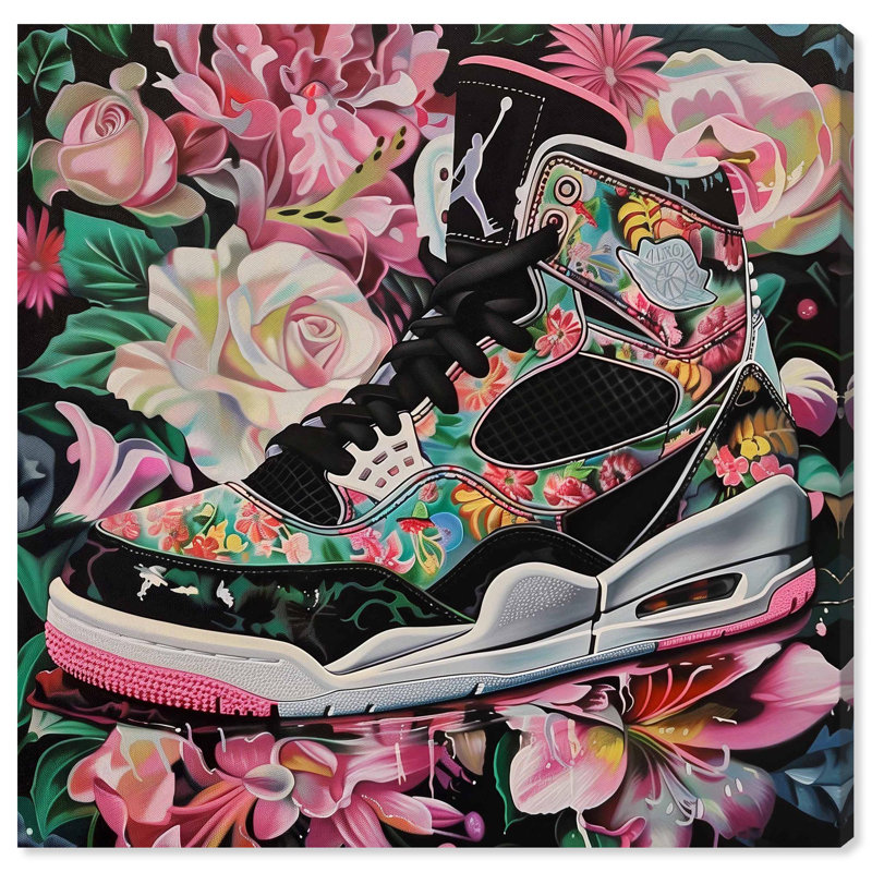 Art mural caché en toile Sneaker, H 20 po x l 20 po, Peinture sans cadre, Toile tendue