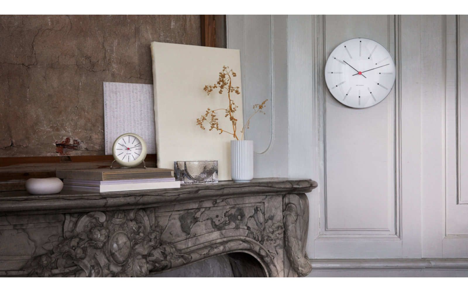 Bankers Wall Clock, Large, White/Black/Red