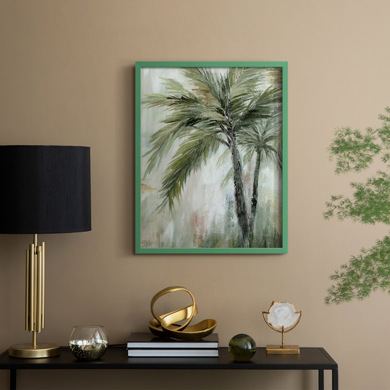 «Tropical Palm II», reproduction encadrée - bois massif, H 21 po x l 17 po, Vert