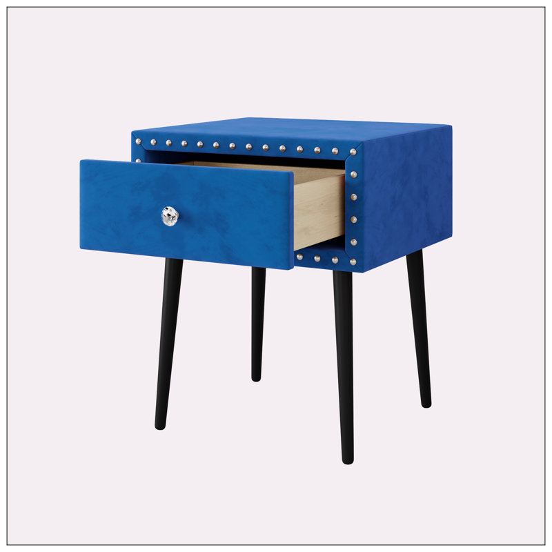 Jonoah Solid Wood+MDF Bed, Blue