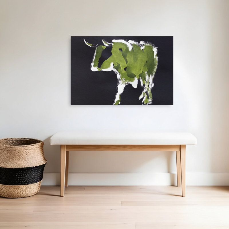«Bold Green Bull», impression abstraite et audacieuse, art contemporain, 24" H x 36" W