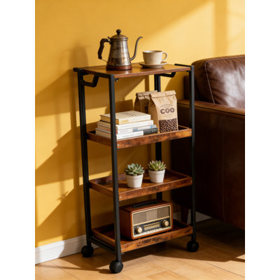 Heavy Duty 4-Tier Folding Storage Shelf Cart With Locking Wheels, 100 Lbs Capacity Expandable Organizer Rack For Kitchen, Garage, Pantry, No Assembly Required