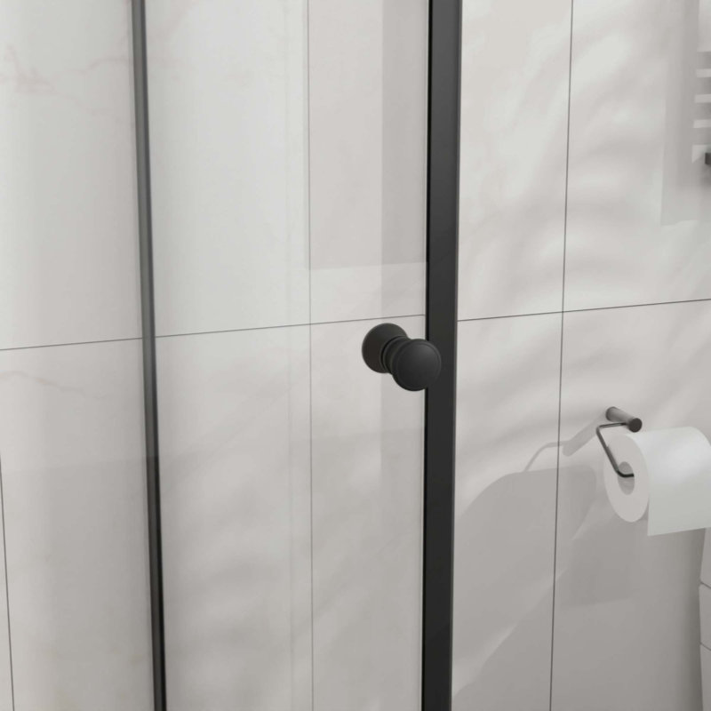 Cabine de douche d'angle sans cadre avec 1/4 po Verre trempé transparent, ouverture pivotante, pour salle de bain moderne