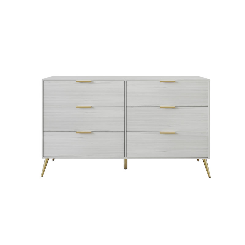 Rafiat 52.56'' W 6 - Drawer Dresser, Light Gray