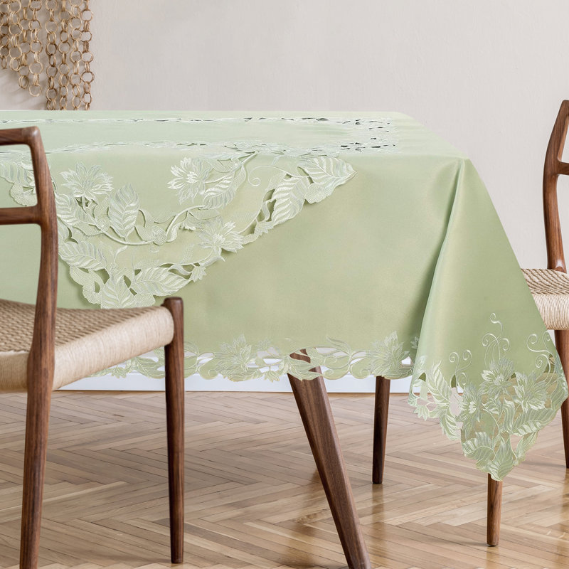 Ardelia Tablecloth Corda Collection with European Embroidery for Elegant Dining and Christmas Decor, Green