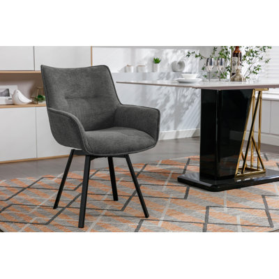 Septimus Swivel Fabric Dining Chair with Steel Legs