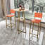 Ensemble de table et chaises de bar, ensemble de trois pièces, structure dorée, coussins et dossiers de siège en éponge, table de bar avec rangement-1004737200